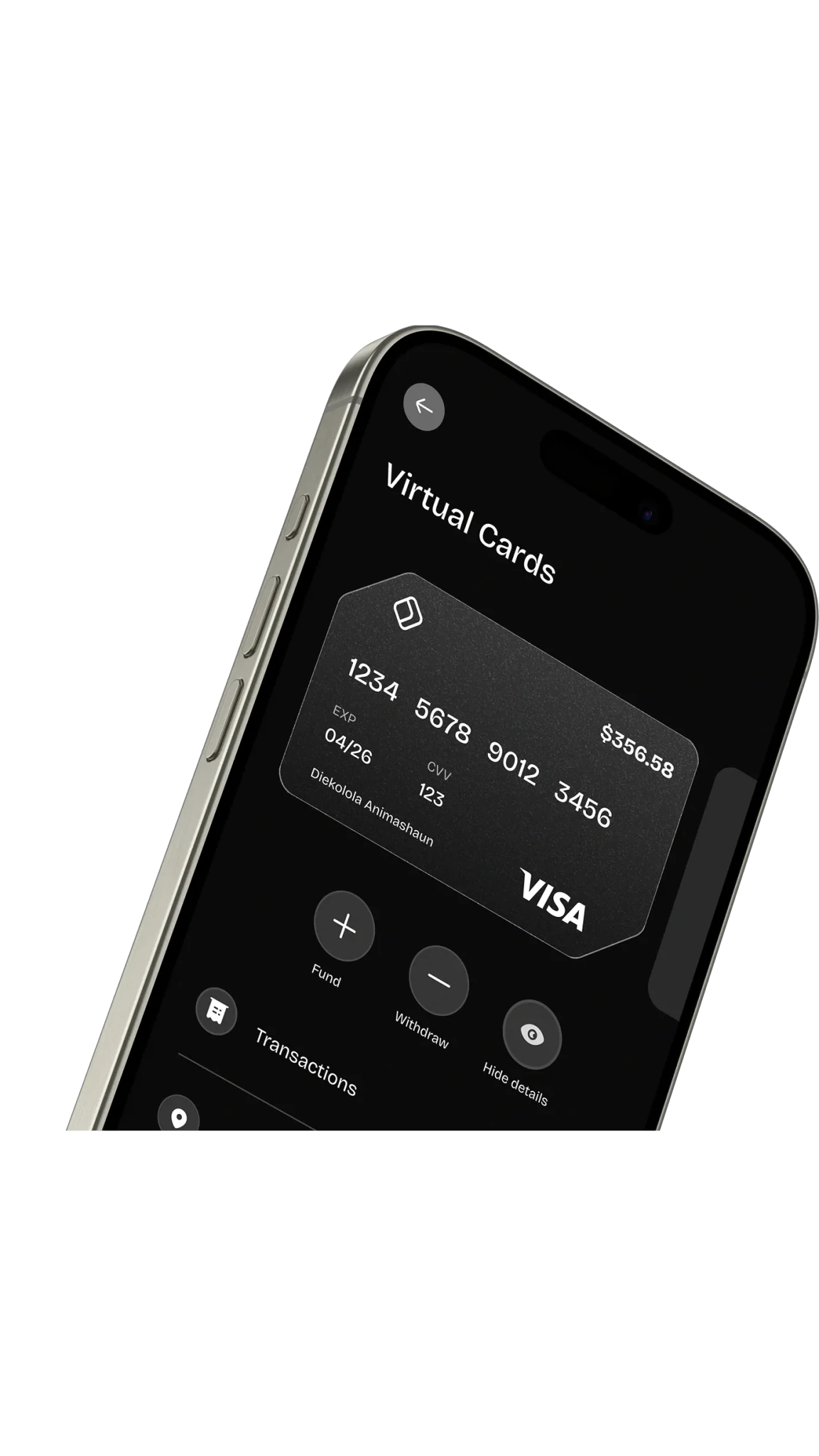 Virtual Card phone mockup
